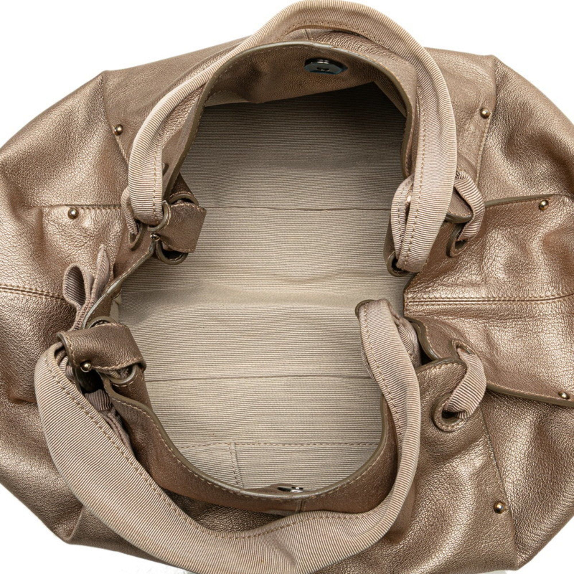 Salvatore Ferragamo Salvatore Ferragamo Vara Ribbon Tote Bag in Gold Leather for Women Size ONE SIZE - 7 Thumbnail