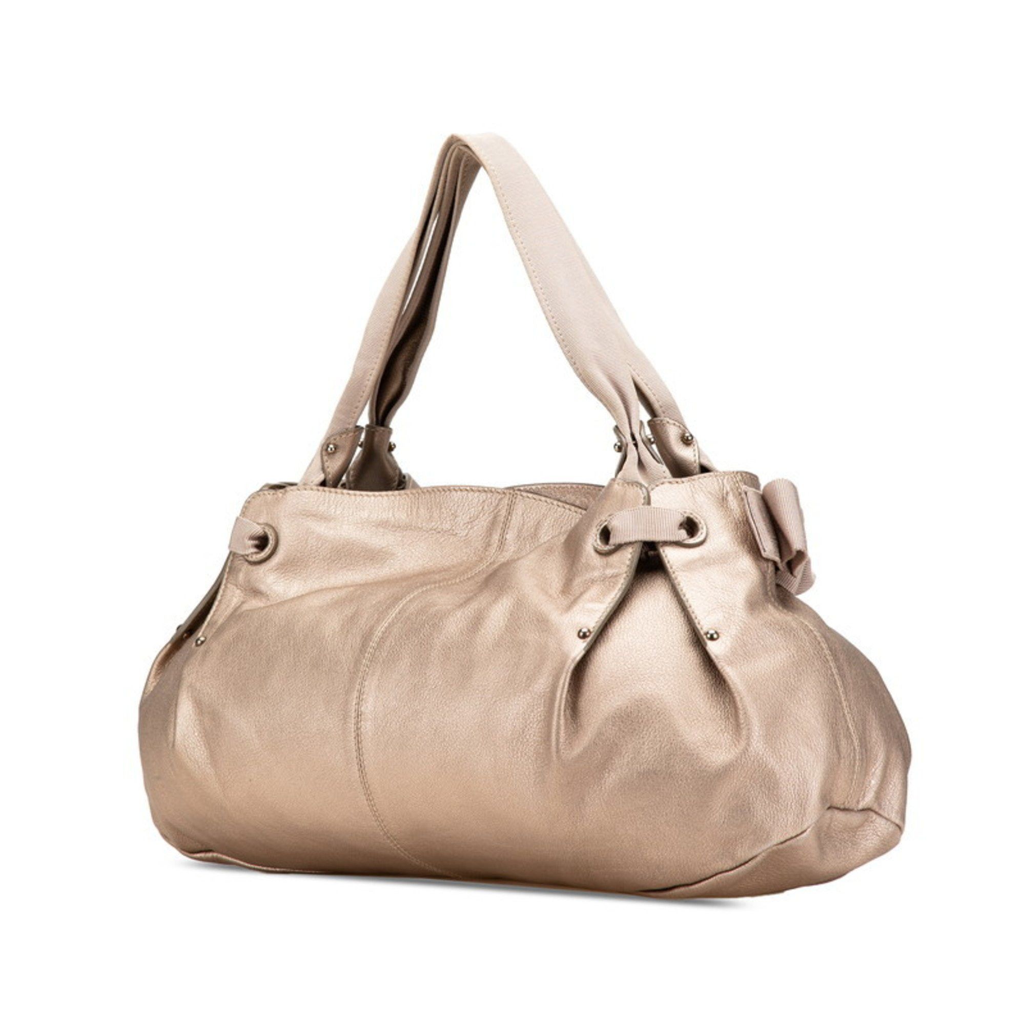 Salvatore Ferragamo Salvatore Ferragamo Vara Ribbon Tote Bag in Gold Leather for Women Size ONE SIZE - 2 Thumbnail