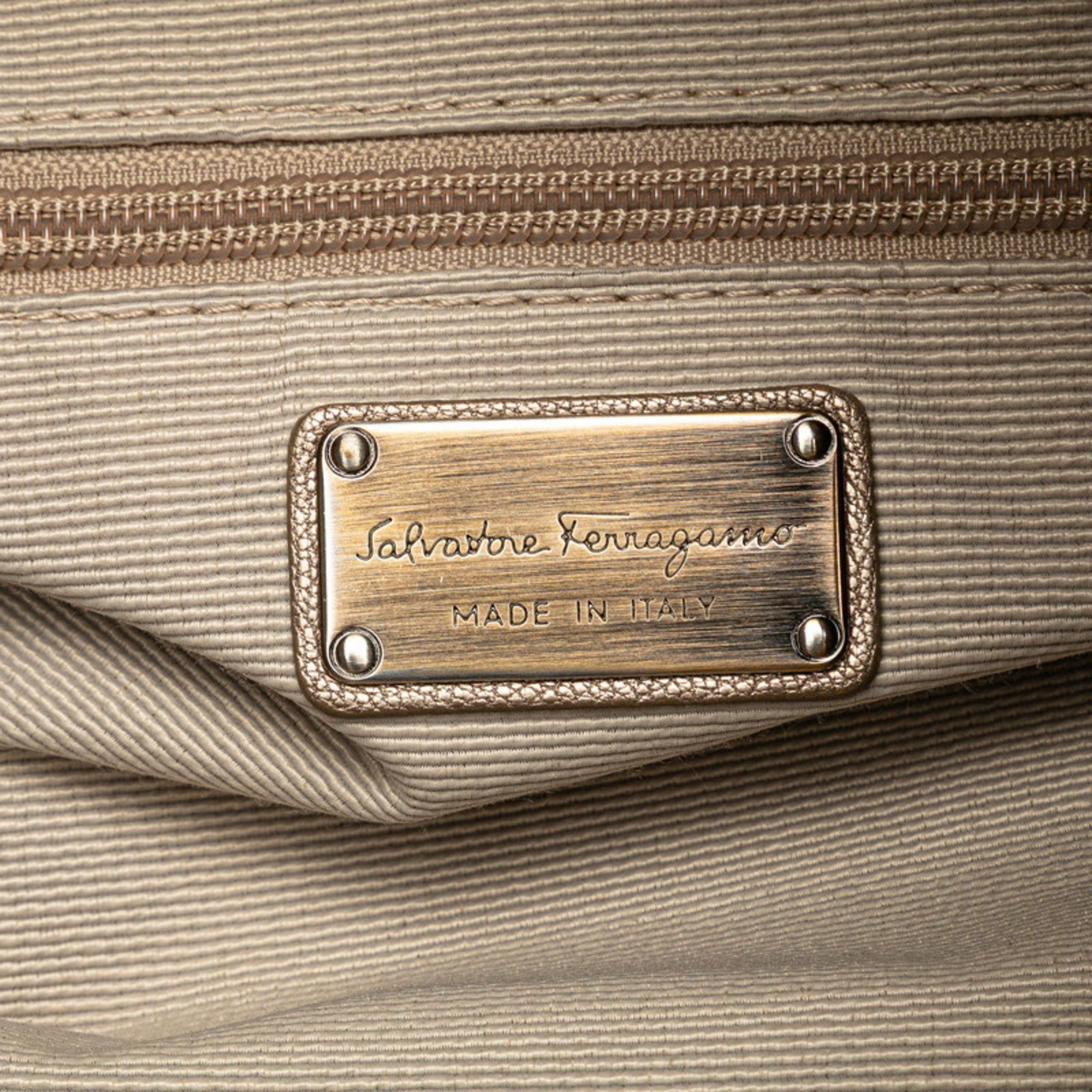 Salvatore Ferragamo Salvatore Ferragamo Vara Ribbon Tote Bag in Gold Leather for Women Size ONE SIZE - 9 Thumbnail