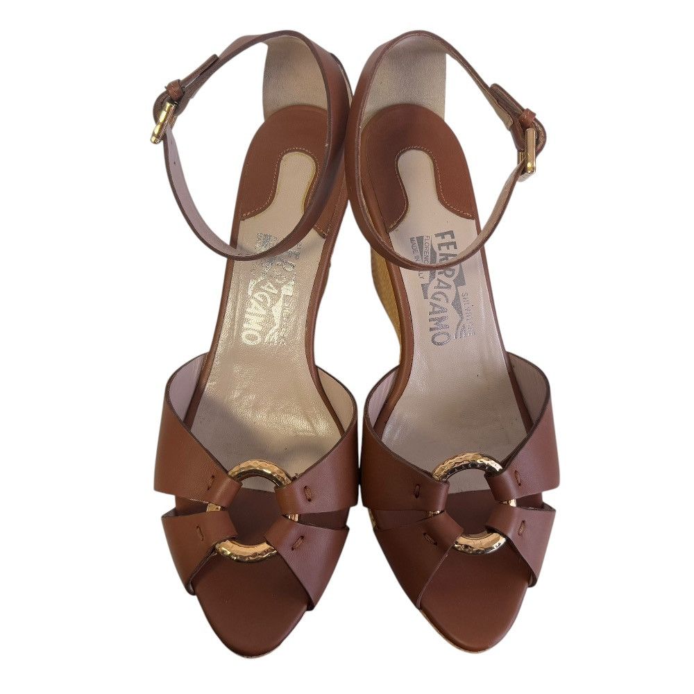 Salvatore Ferragamo Salvatore Ferragamo Salvatore Ferragamo Leather Wedge Sandals Leather Shoes DUTY FREE for USA Size ONE SIZE - 3 Thumbnail