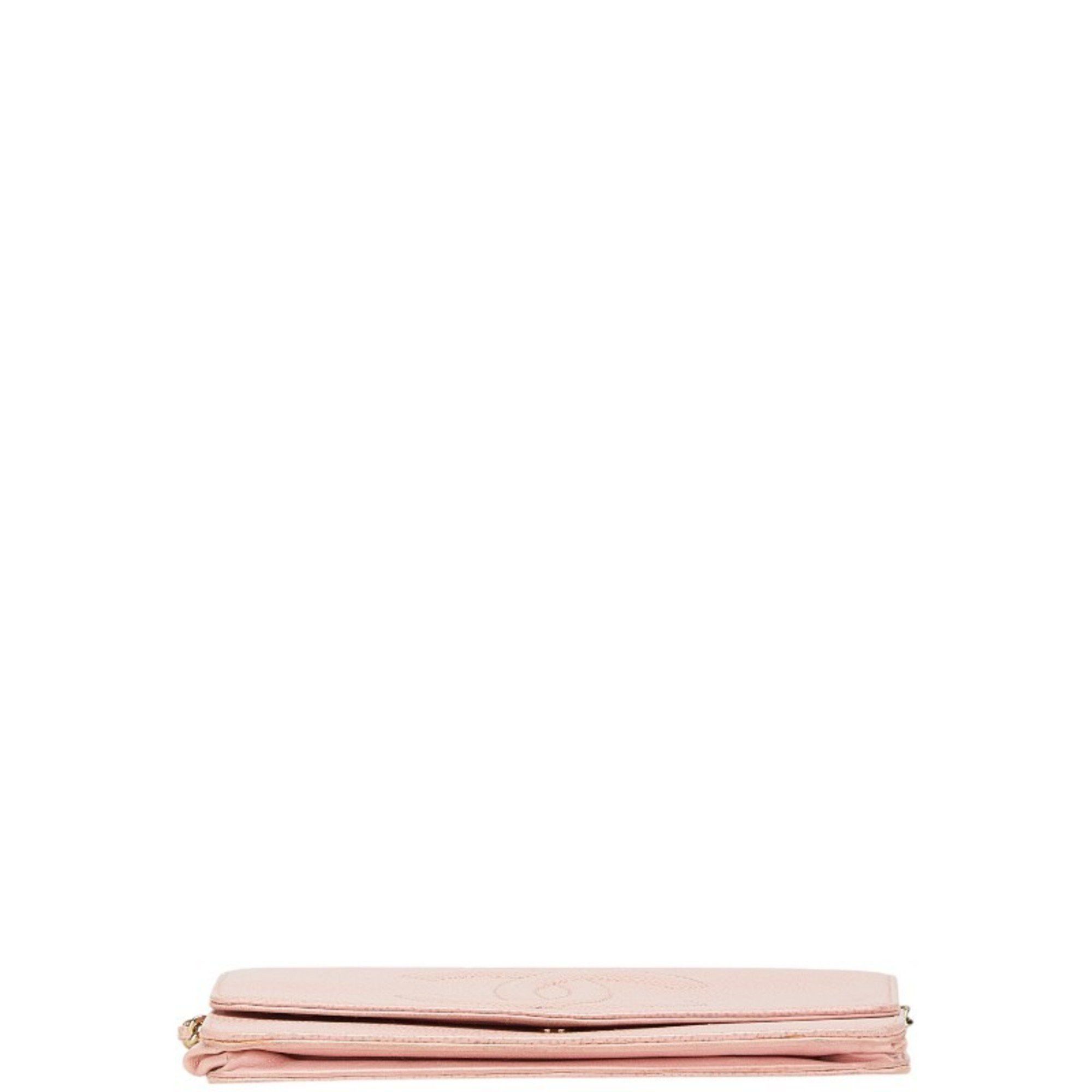 Chanel CHANEL Coco Mark Chain Shoulder Wallet in Pink Caviar Skin for Women Size ONE SIZE - 3 Thumbnail
