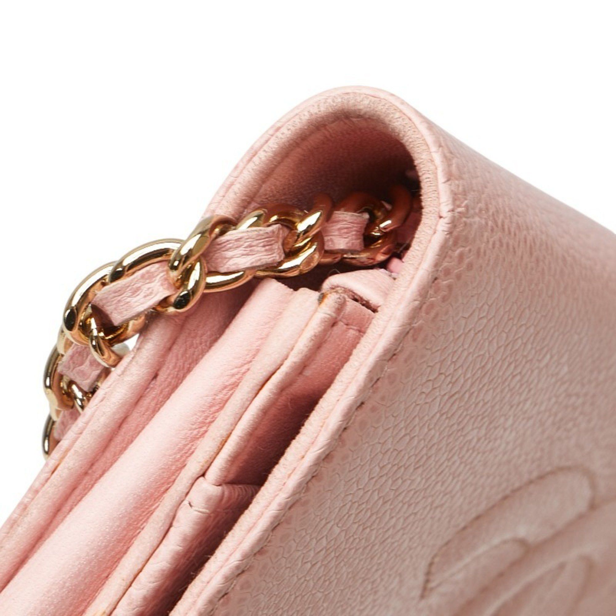 Chanel CHANEL Coco Mark Chain Shoulder Wallet in Pink Caviar Skin for Women Size ONE SIZE - 7 Thumbnail