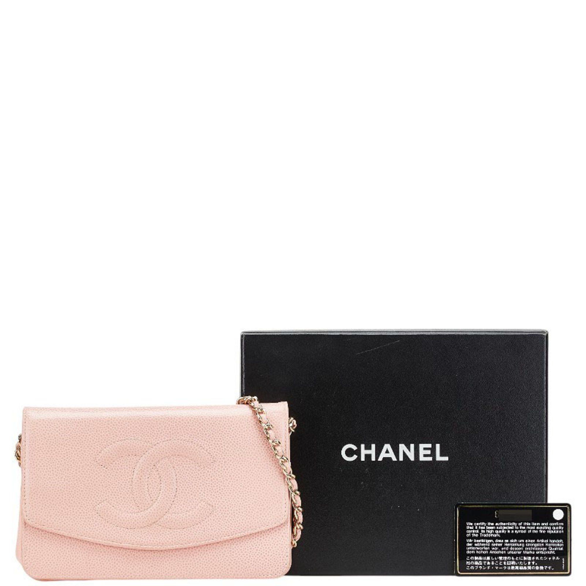 Chanel CHANEL Coco Mark Chain Shoulder Wallet in Pink Caviar Skin for Women Size ONE SIZE - 18 Thumbnail
