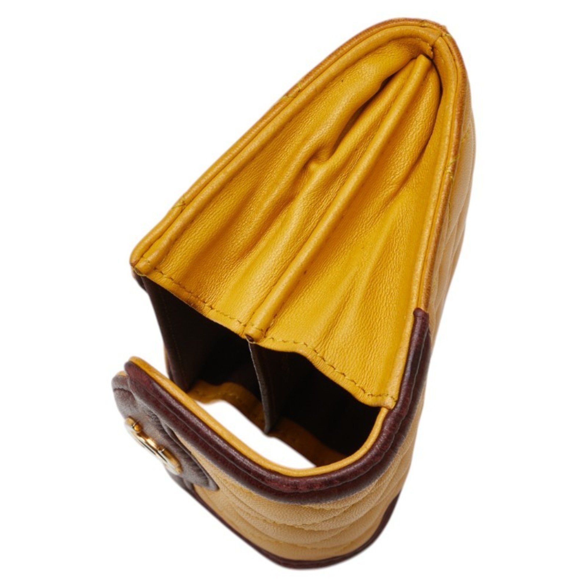 Chanel CHANEL Matelasse Coco Mark Wallet/Coin Case/Business Card Case/Card Case Yellow/Brown Lambskin Women's Size ONE SIZE - 8 Thumbnail