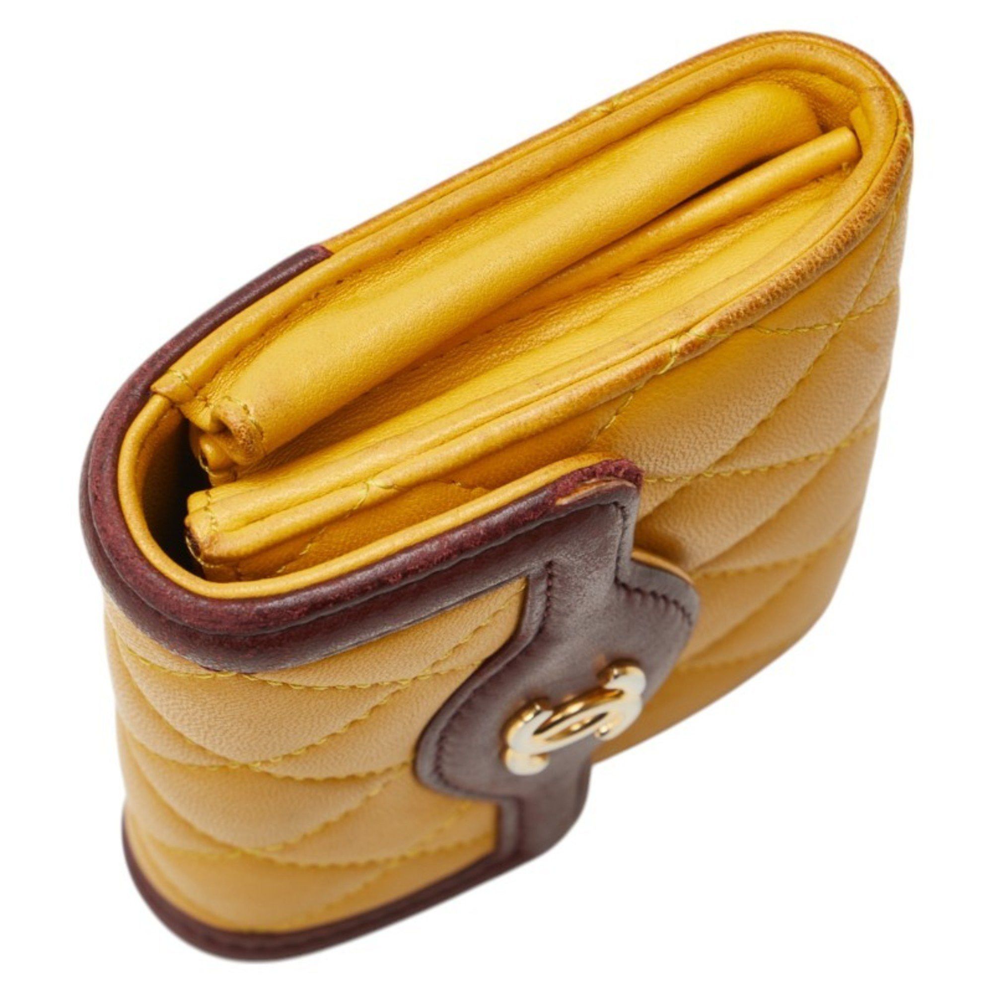 Chanel CHANEL Matelasse Coco Mark Wallet/Coin Case/Business Card Case/Card Case Yellow/Brown Lambskin Women's Size ONE SIZE - 5 Thumbnail