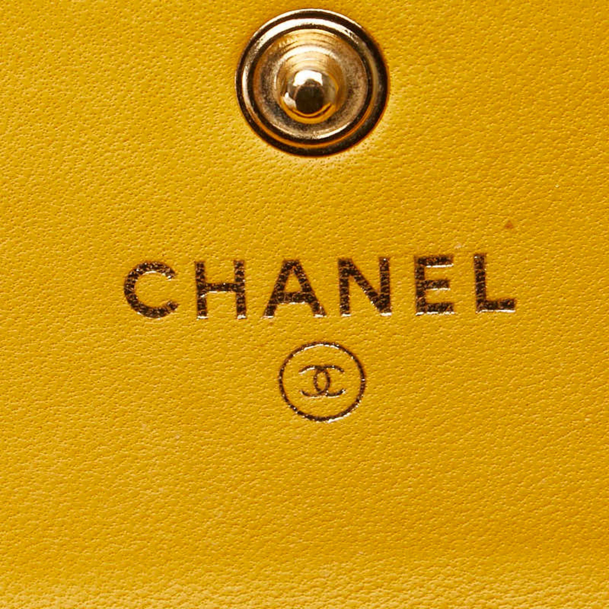 Chanel CHANEL Matelasse Coco Mark Wallet/Coin Case/Business Card Case/Card Case Yellow/Brown Lambskin Women's Size ONE SIZE - 10 Thumbnail