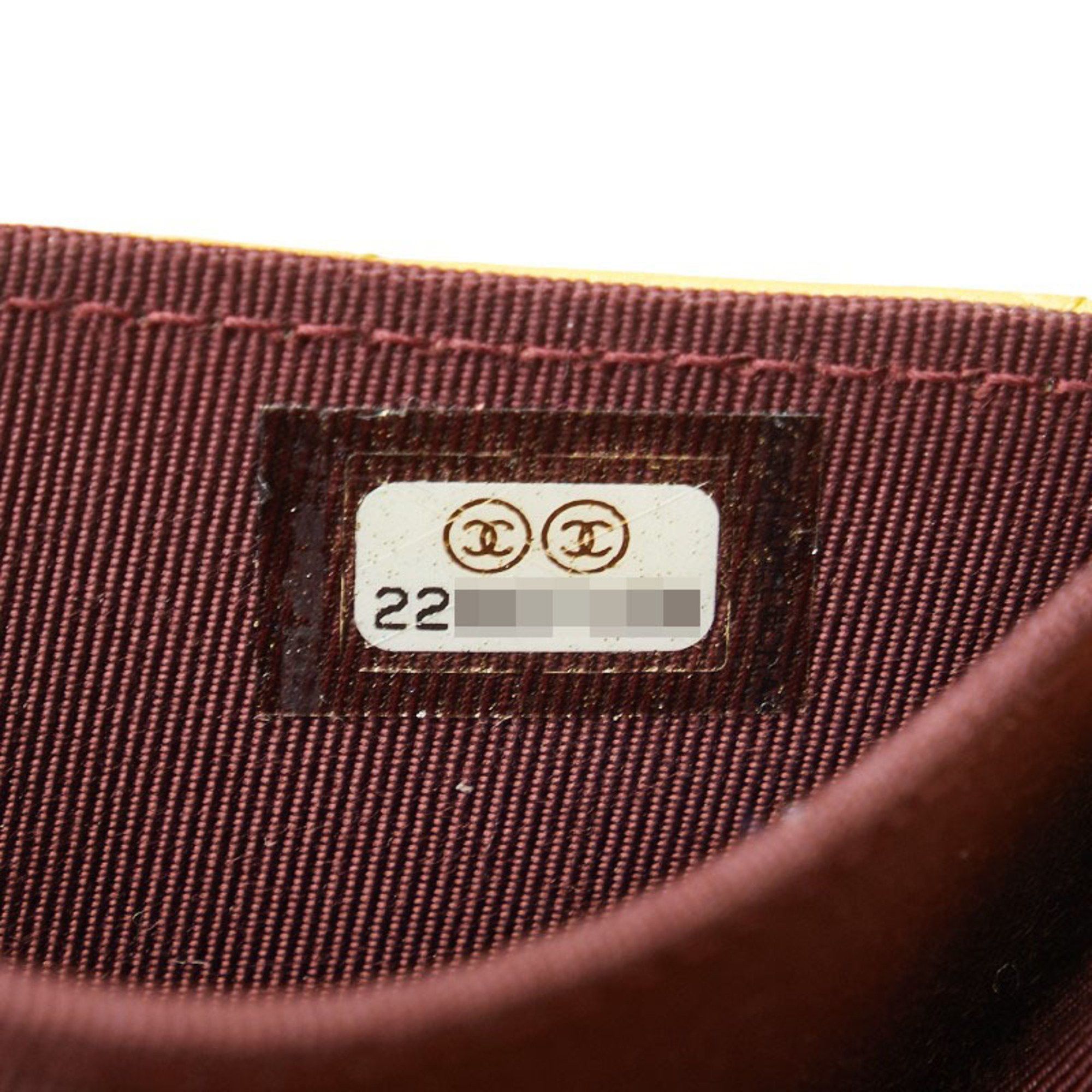 Chanel CHANEL Matelasse Coco Mark Wallet/Coin Case/Business Card Case/Card Case Yellow/Brown Lambskin Women's Size ONE SIZE - 11 Thumbnail