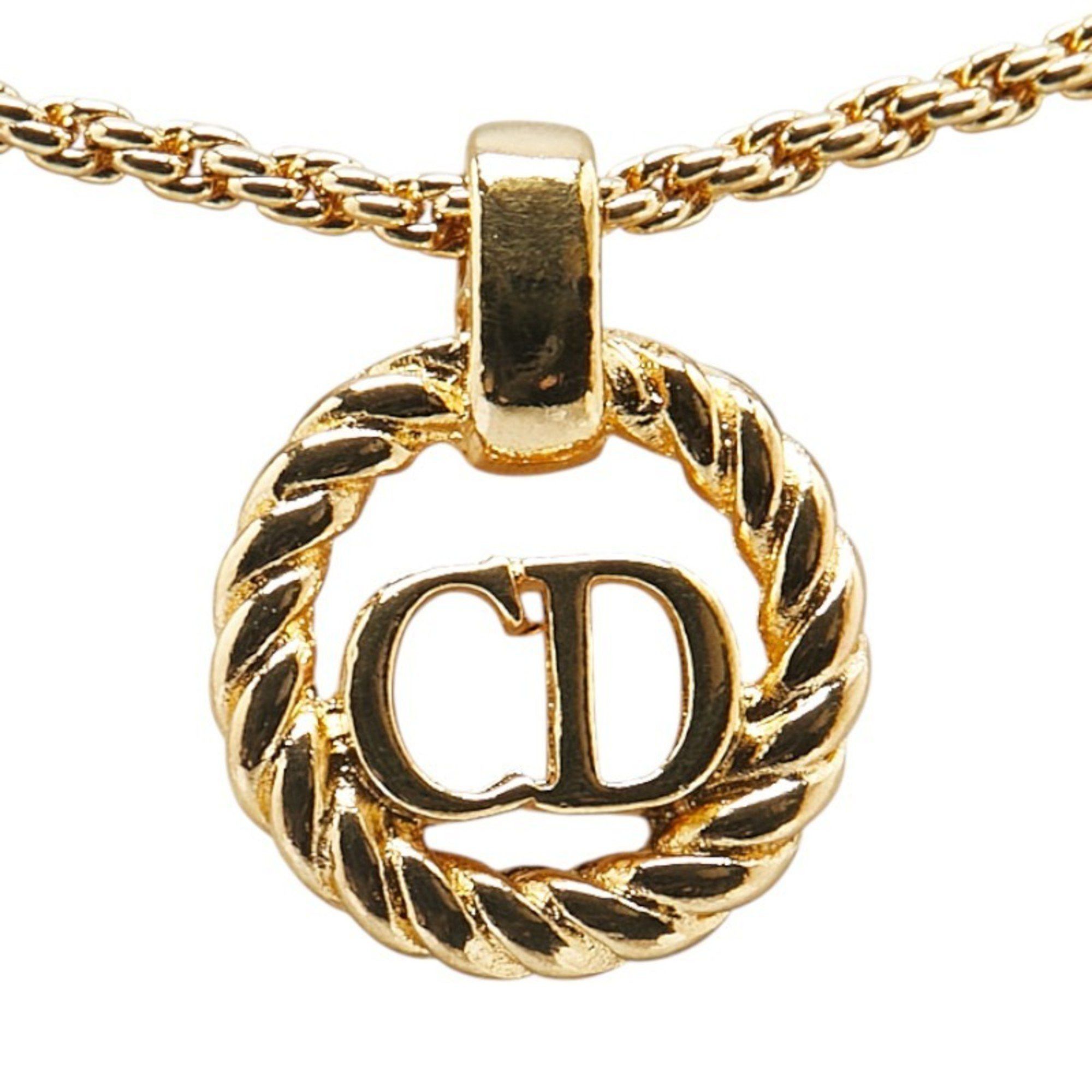 Christian Dior Dior CD logo round circle necklace, gold plated
