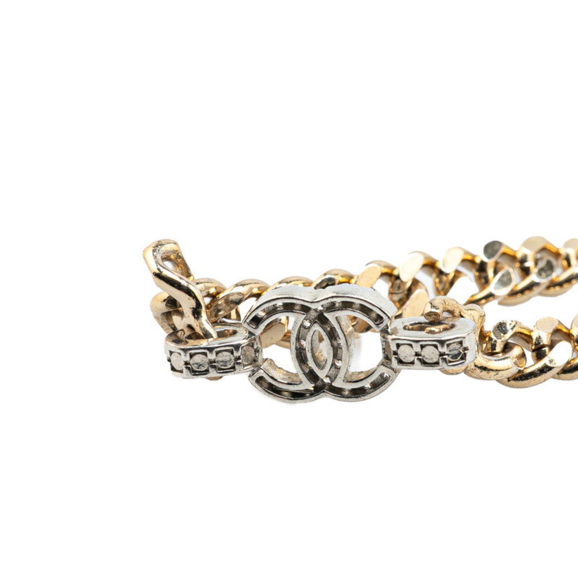 Chanel Chanel Coco Mark Rhinestone Chain Bracelet in Silver Metal for Women Size ONE SIZE - 4 Thumbnail