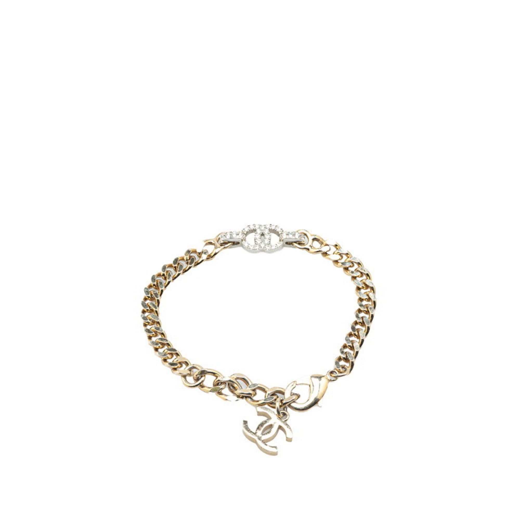 Chanel Chanel Coco Mark Rhinestone Chain Bracelet in Silver Metal for Women Size ONE SIZE - 3 Thumbnail