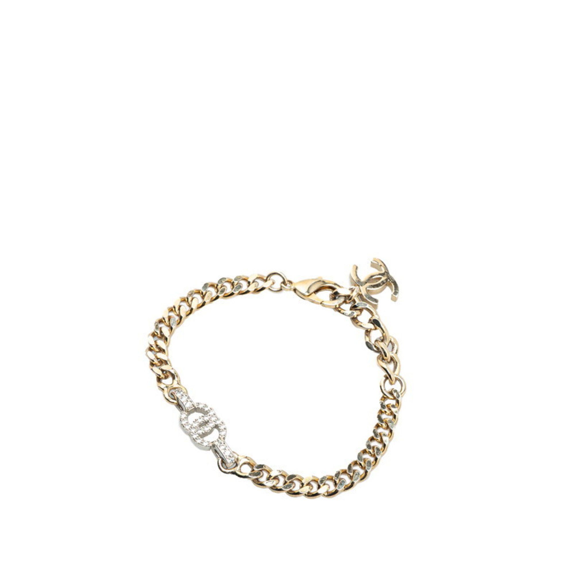 Chanel Chanel Coco Mark Rhinestone Chain Bracelet in Silver Metal for Women Size ONE SIZE - 2 Thumbnail