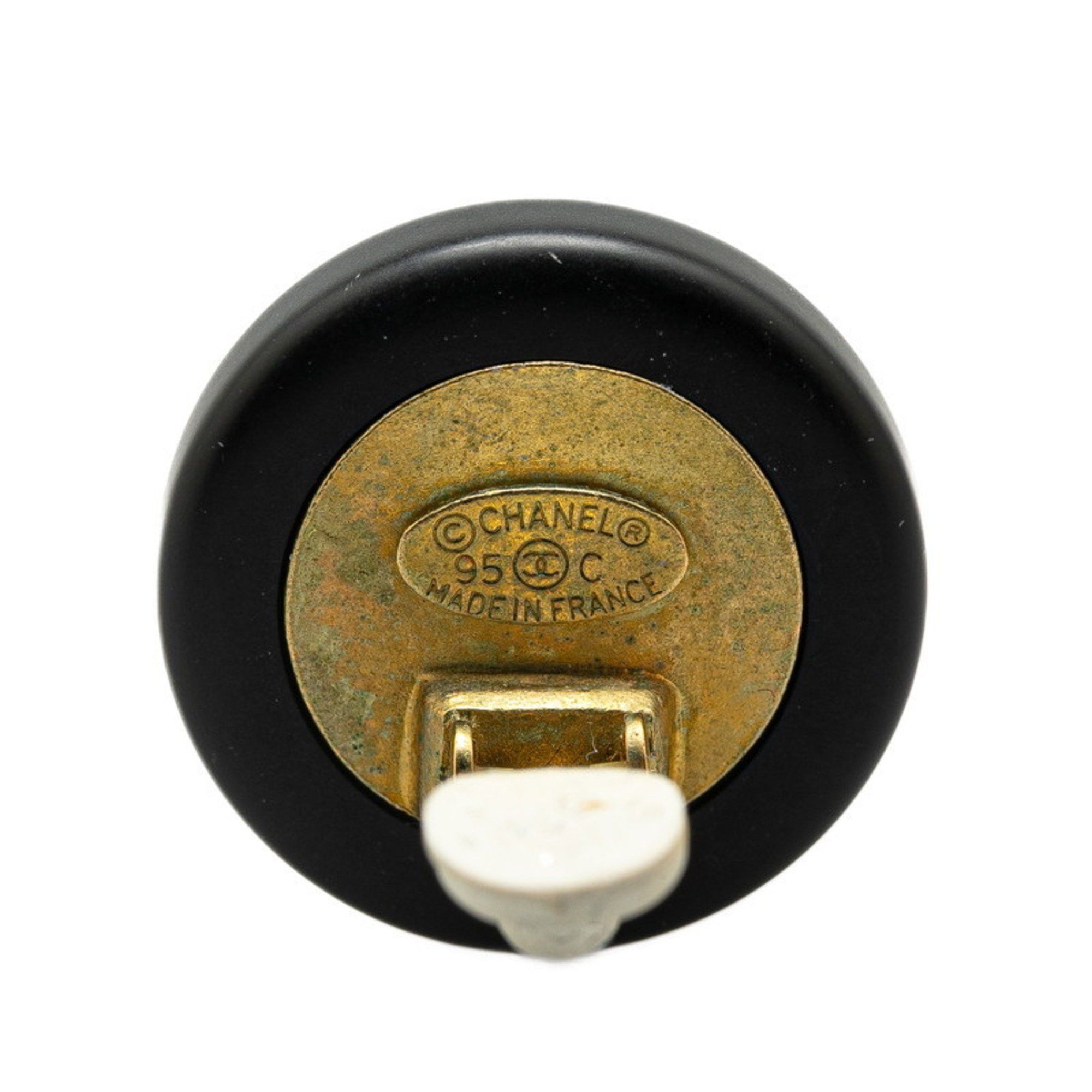 Chanel Vintage Chanel Coco Mark Round Mirror Earrings in Black Plastic with Plated Finish for Women Size ONE SIZE - 3 Thumbnail