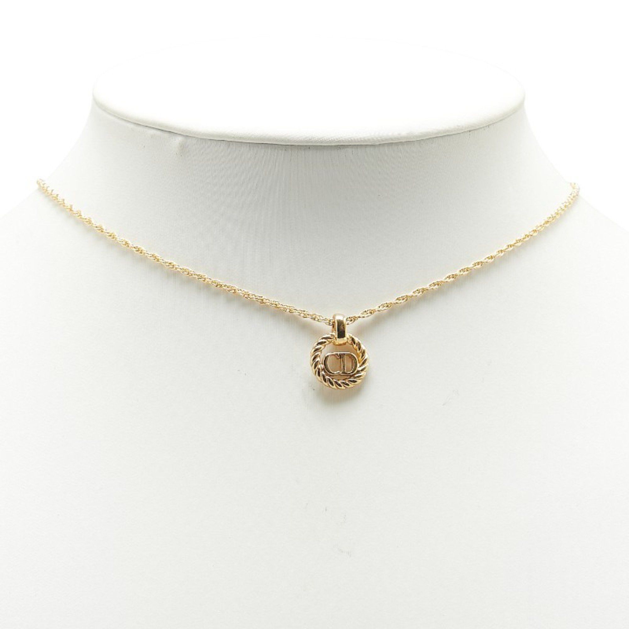 Christian Dior Dior CD logo round circle necklace, gold plated
