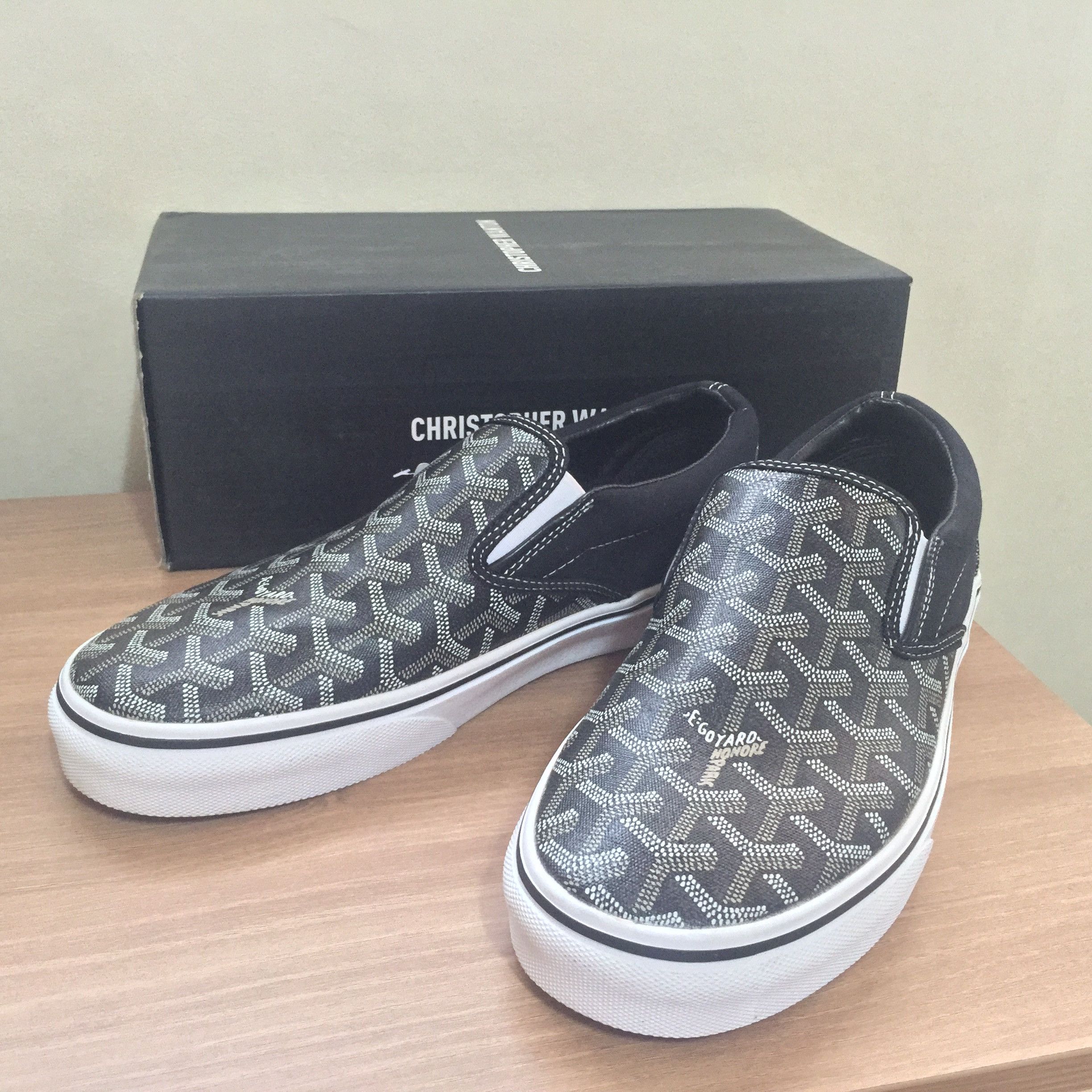 NEW Vans X Goyard Custom Made Slip-On Black Christpher Wanton Style RARE