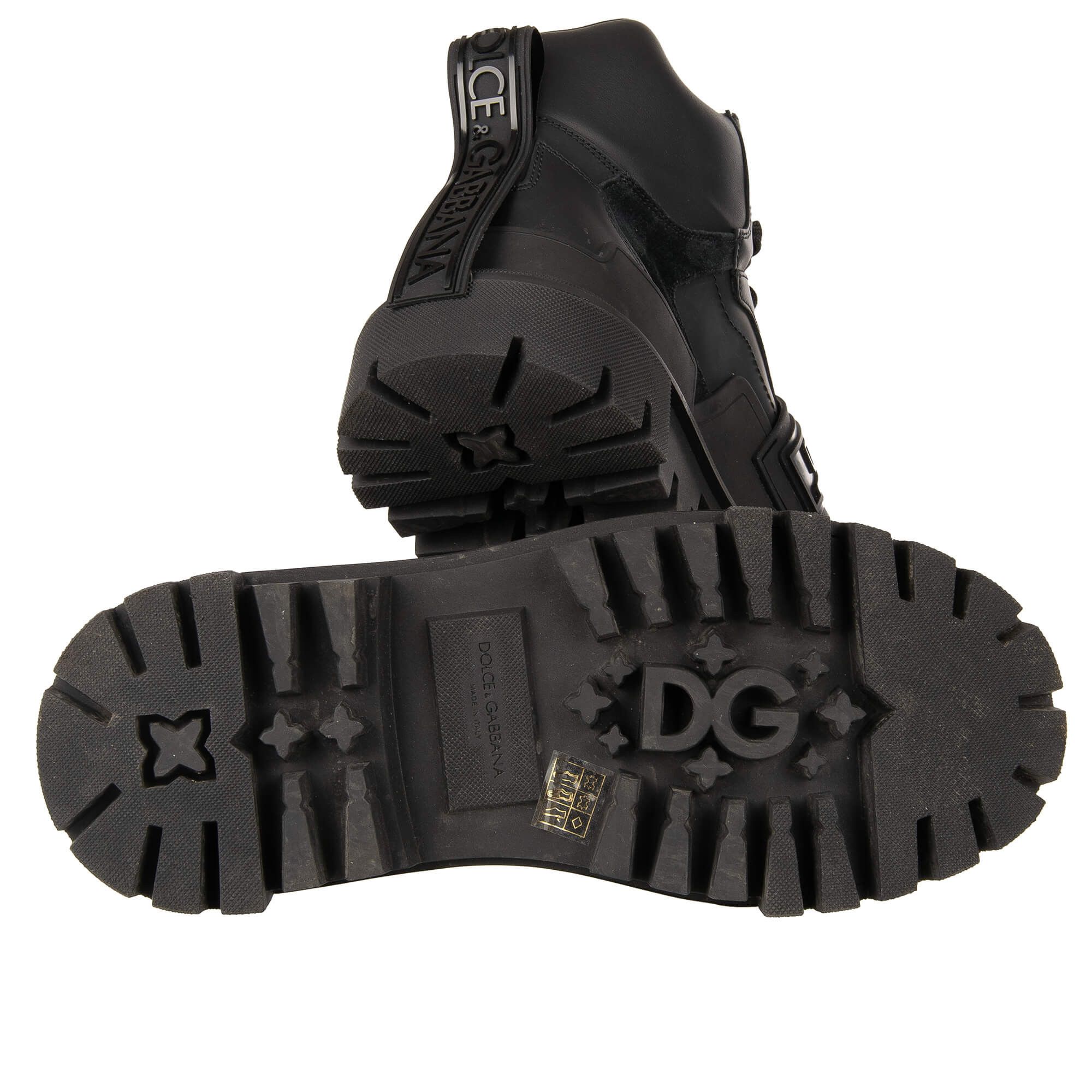 Dolce Gabbana DG Logo Hi Trekking Sneaker Boots Shoes Black