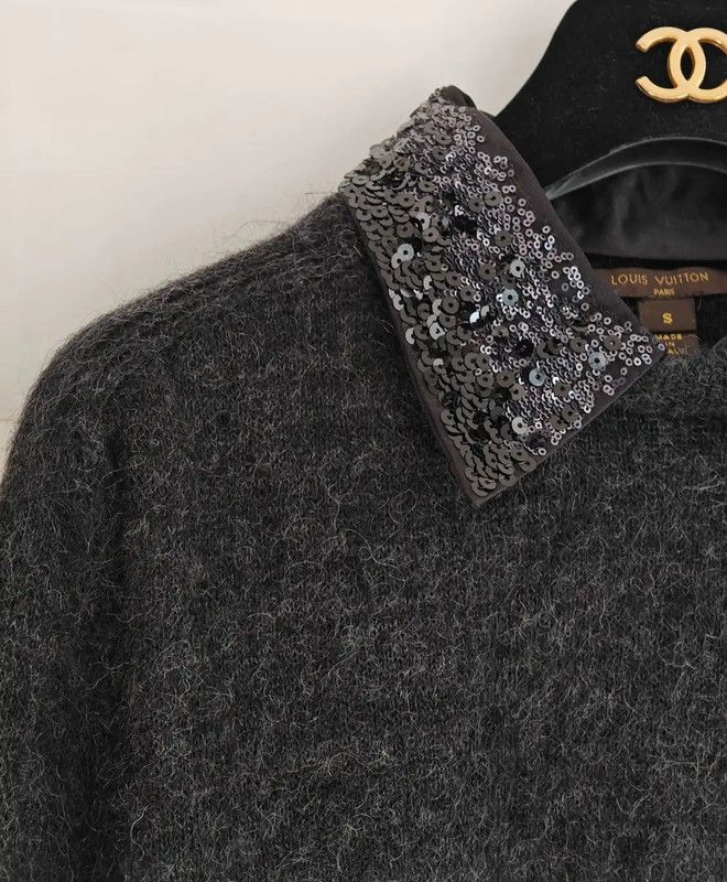 Louis Vuitton Louis Vuitton Gray Wool Knit Short Sleeve Sweater 0089 Size S / US 4 / IT 40 - 4 Thumbnail
