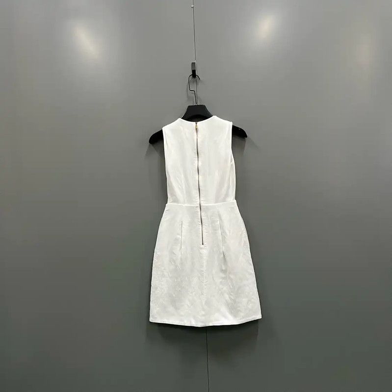 Louis Vuitton Louis Vuitton White Cotton Sleeveless Dress 0089 Size ONE SIZE - 2 Thumbnail