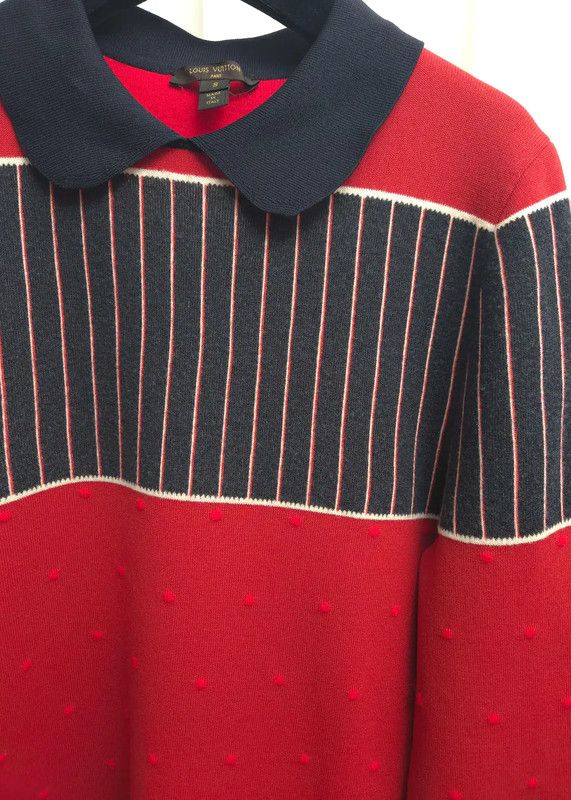 Louis Vuitton Louis Vuitton Red Wool Polka Dot Dress 0089 Size S / US 4 / IT 40 - 6 Thumbnail