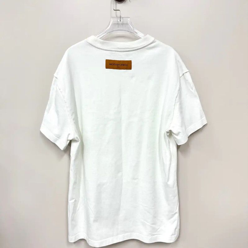 Louis Vuitton Louis Vuitton White Women's T-shirt with LV Pattern 0089 Size M / US 6-8 / IT 42-44 - 2 Thumbnail