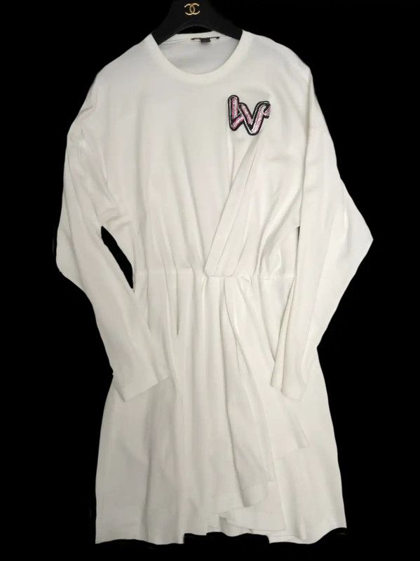 Louis Vuitton Louis Vuitton White Cotton Dress with Logo 0089 Size S / US 4 / IT 40 - 6 Thumbnail