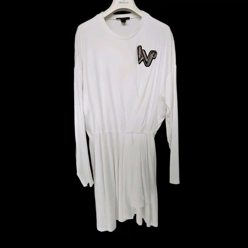 Louis Vuitton Louis Vuitton White Cotton Dress with Logo 0089 Size S / US 4 / IT 40 - 2 Thumbnail