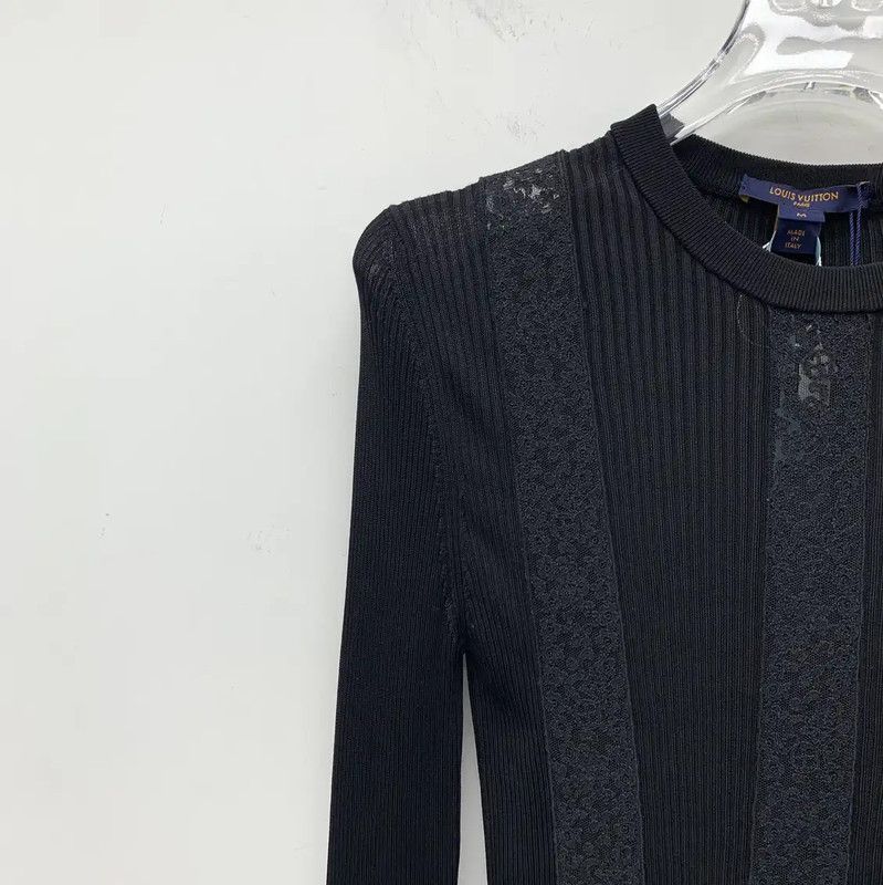 Louis Vuitton Louis Vuitton Black Long Sleeve Knit Top 0089 Size M / US 6-8 / IT 42-44 - 3 Thumbnail