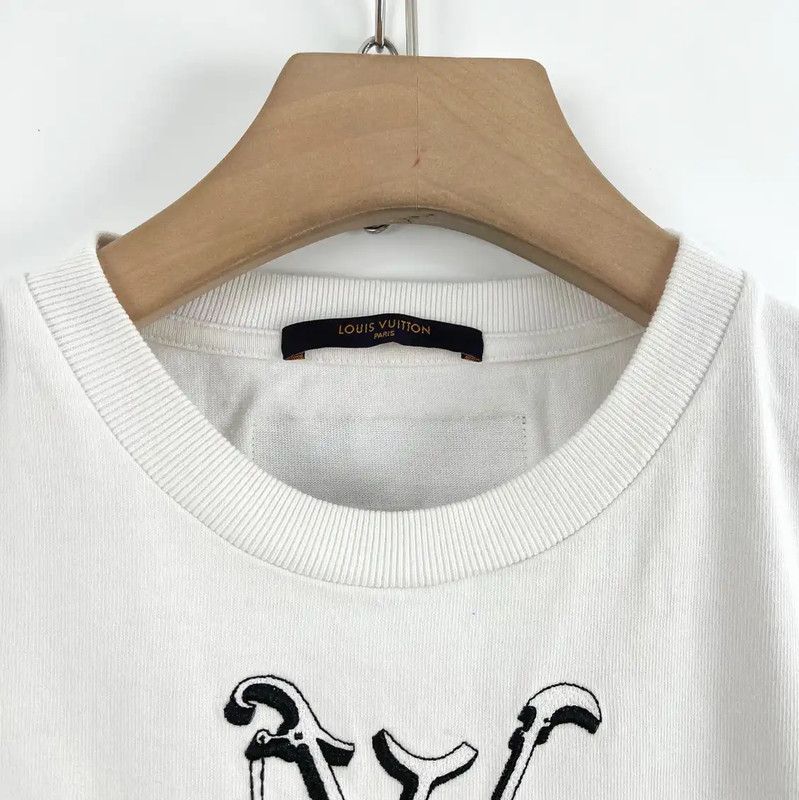 Louis Vuitton Louis Vuitton White Embroidered Cotton T-Shirt 0089 Size S / US 4 / IT 40 - 4 Thumbnail