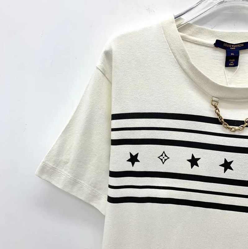 Louis Vuitton Louis Vuitton Women's XL White Cotton T-Shirt 0089 Size XL / US 12-14 / IT 48-50 - 3 Thumbnail