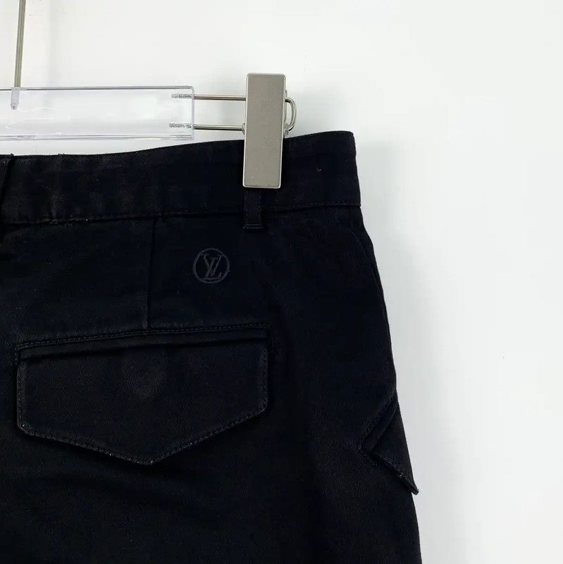 Louis Vuitton Louis Vuitton Black Cotton Casual Pants for Women 0089 Size 23" - 5 Thumbnail