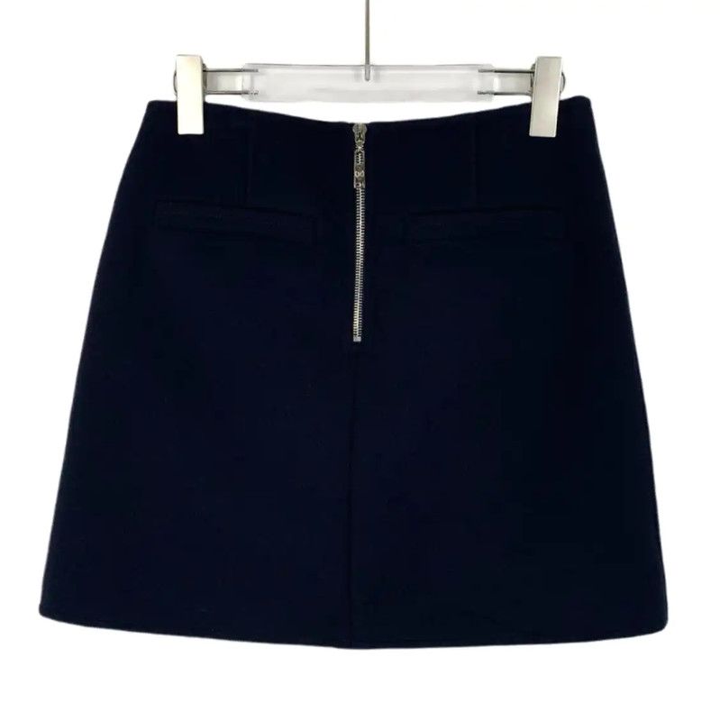 Louis Vuitton Louis Vuitton Navy Blue Women's Mini Skirt 0089 Size 23" - 2 Thumbnail