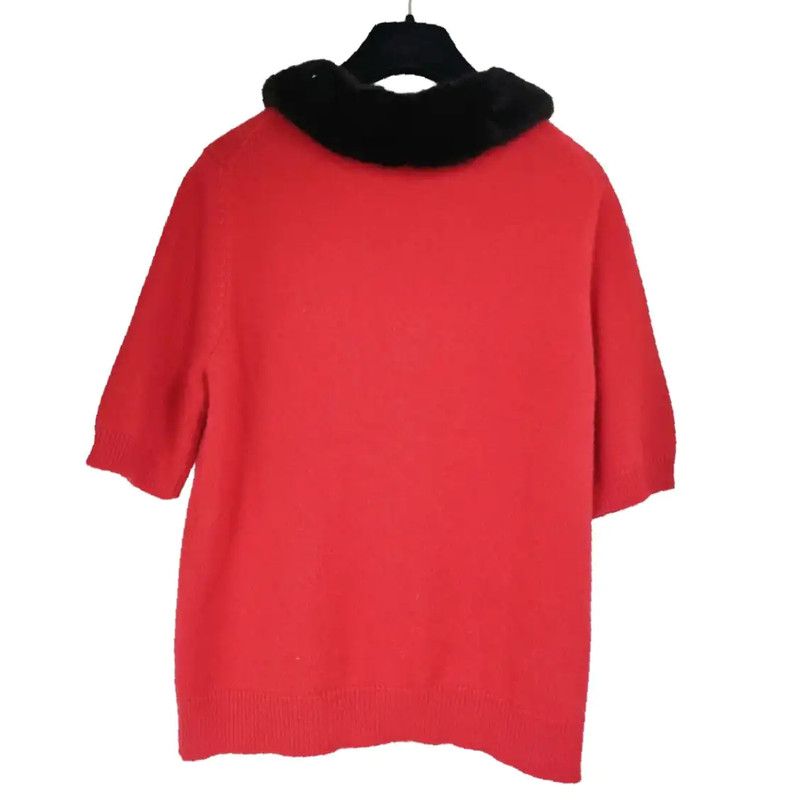 Louis Vuitton Louis Vuitton Red Short Sleeve Knit Sweater 0089 Size M / US 6-8 / IT 42-44 - 9 Thumbnail
