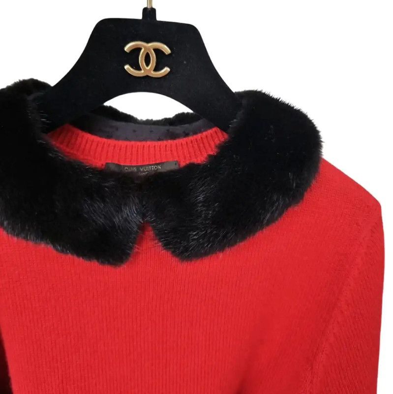 Louis Vuitton Louis Vuitton Red Short Sleeve Knit Sweater 0089 Size M / US 6-8 / IT 42-44 - 3 Thumbnail