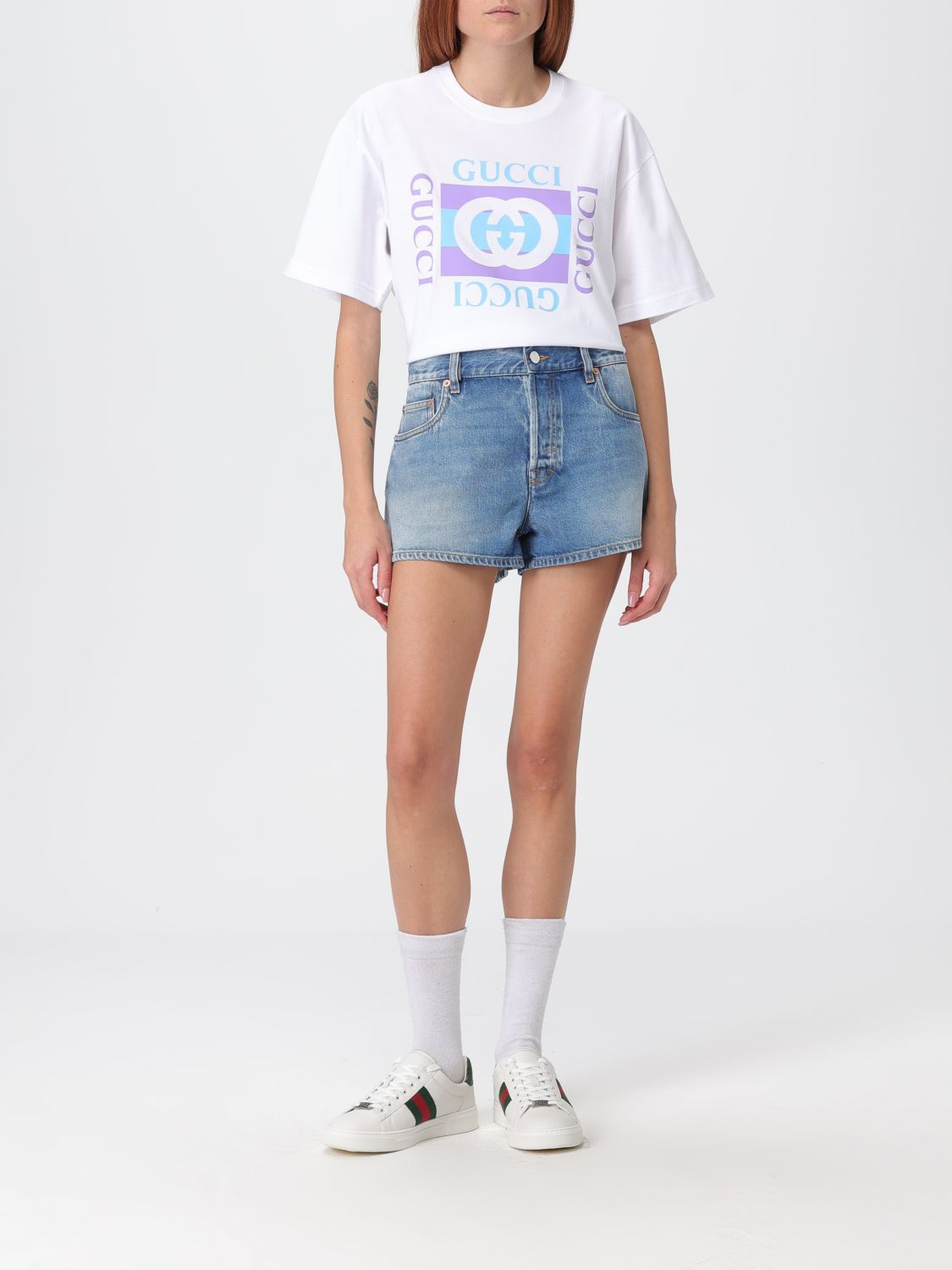 Gucci Gucci Short Woman Gnawed Blue Size 25" / US 0 / IT 36 - 2 Thumbnail