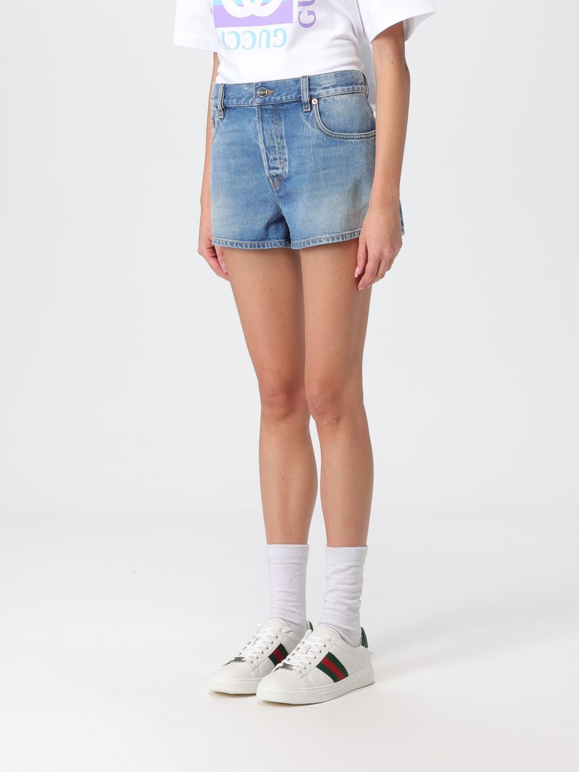 Gucci Gucci Short Woman Gnawed Blue Size 25" / US 0 / IT 36 - 4 Thumbnail