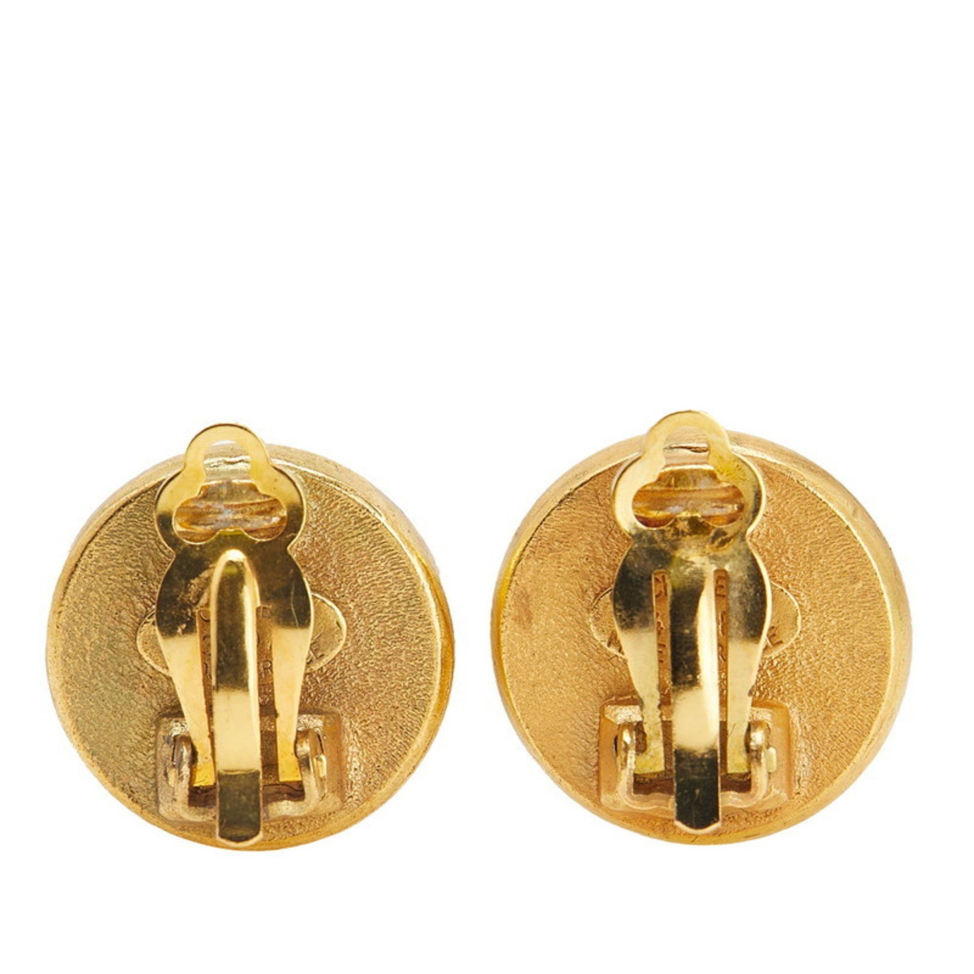 Chanel CHANEL Rhinestone Earrings Black Gold Plated Women's Size ONE SIZE - 2 Thumbnail