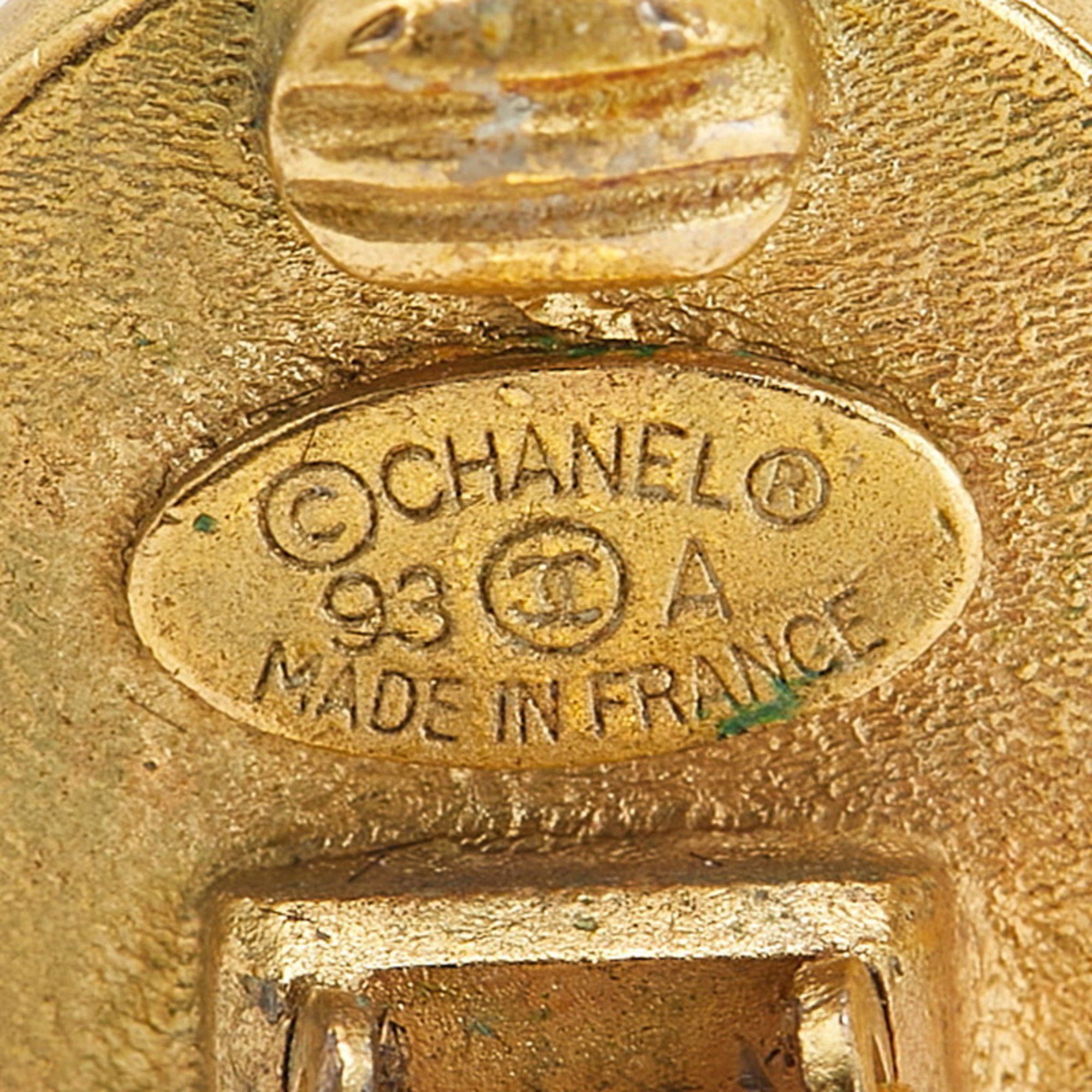 Chanel CHANEL Rhinestone Earrings Black Gold Plated Women's Size ONE SIZE - 3 Thumbnail