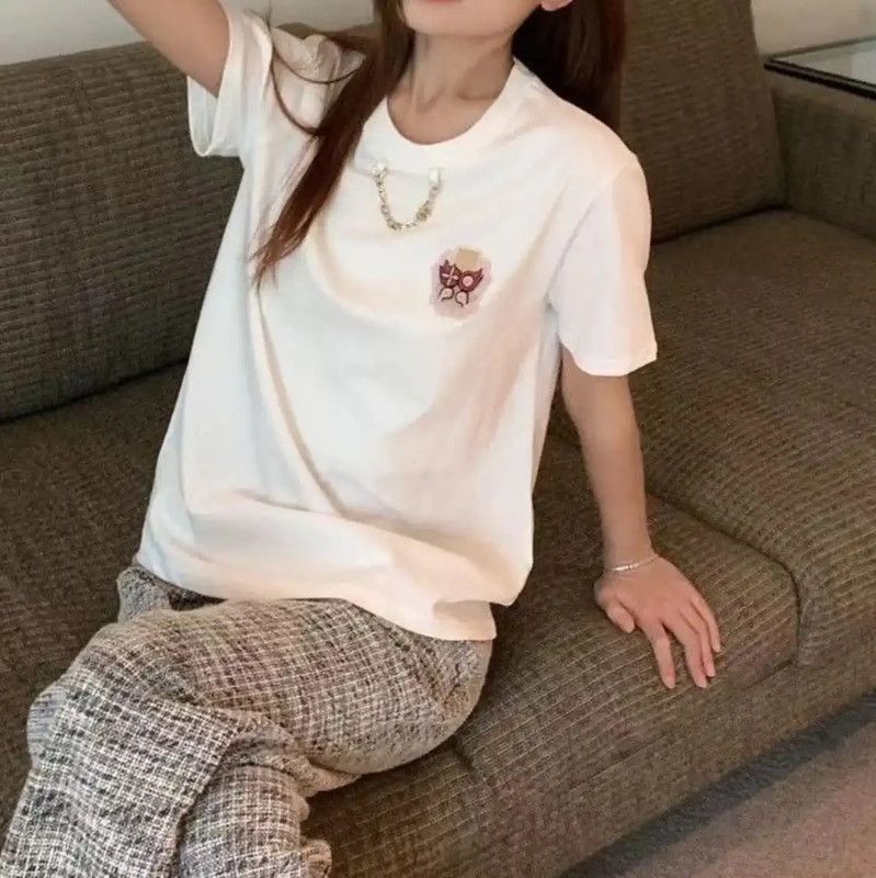 Louis Vuitton Louis Vuitton Women's White Cotton T-Shirt 0089 Size L / US 10 / IT 46 - 3 Thumbnail