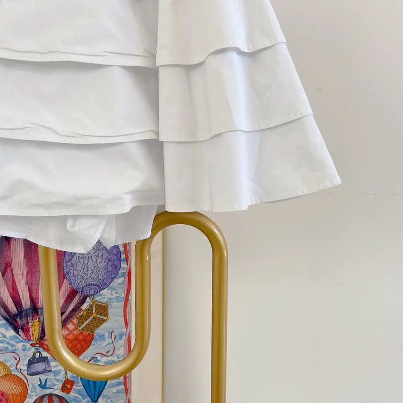 Louis Vuitton Louis Vuitton Summer White Cotton Mini Skirt 0089 Size 23" - 9 Thumbnail