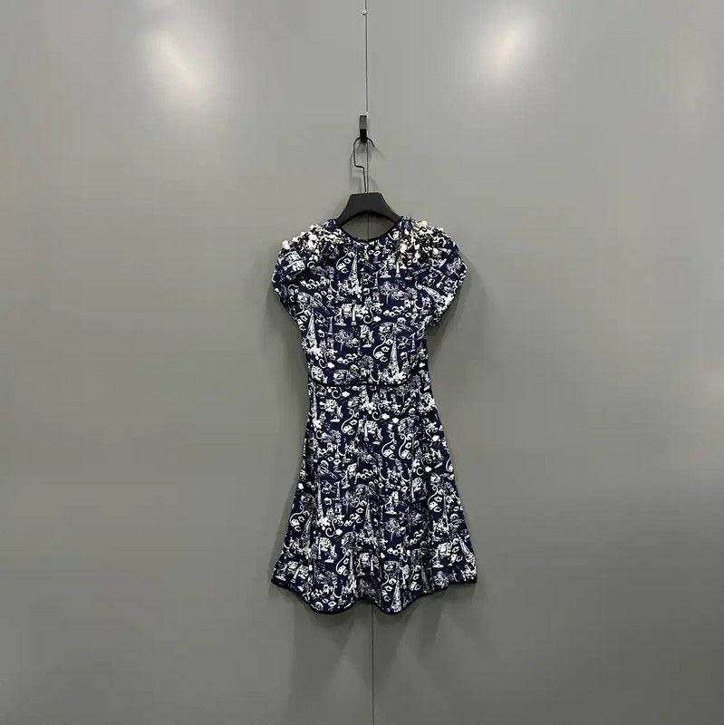 Louis Vuitton Louis Vuitton Summer Navy Cotton Dress 0089 Size ONE SIZE - 2 Thumbnail