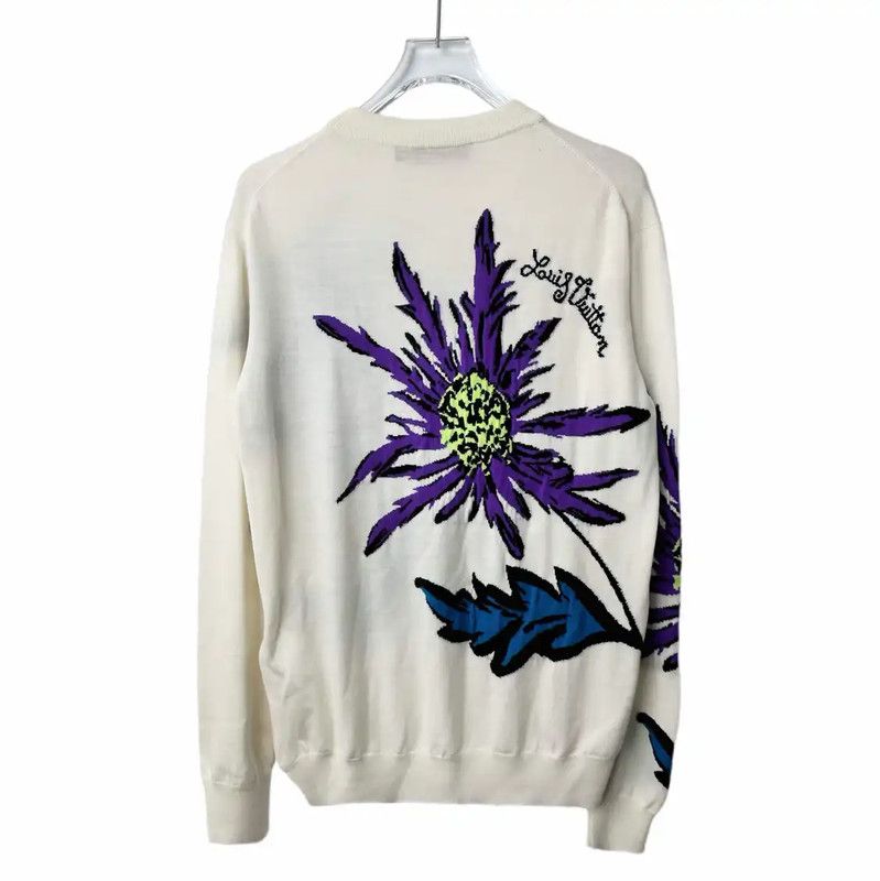 Louis Vuitton Louis Vuitton Women's Cream Cotton Blend Sweatshirt 0089 Size M / US 6-8 / IT 42-44 - 2 Thumbnail