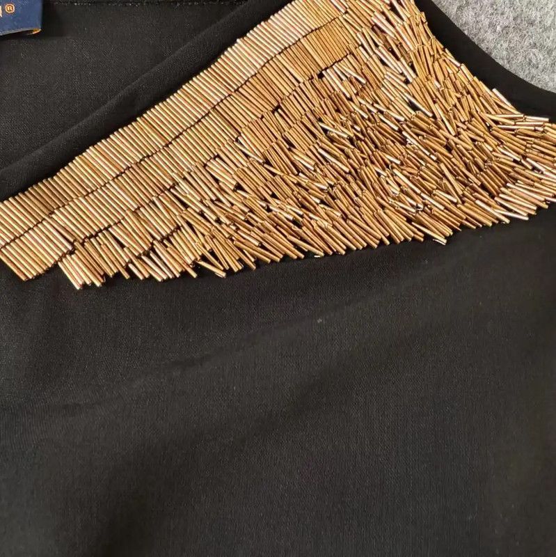 Louis Vuitton Louis Vuitton Black Wool Dress with Fringe Detail 0089 Size XS / US 0-2 / IT 36-38 - 3 Thumbnail