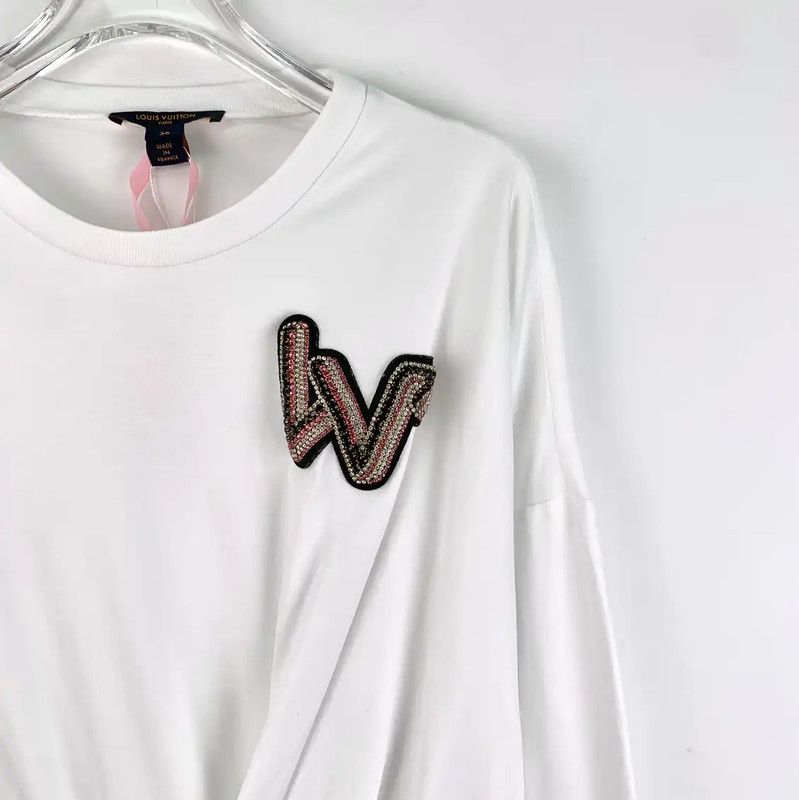 Louis Vuitton Louis Vuitton White Cotton Women's Dress 0089 Size XS / US 0-2 / IT 36-38 - 3 Thumbnail