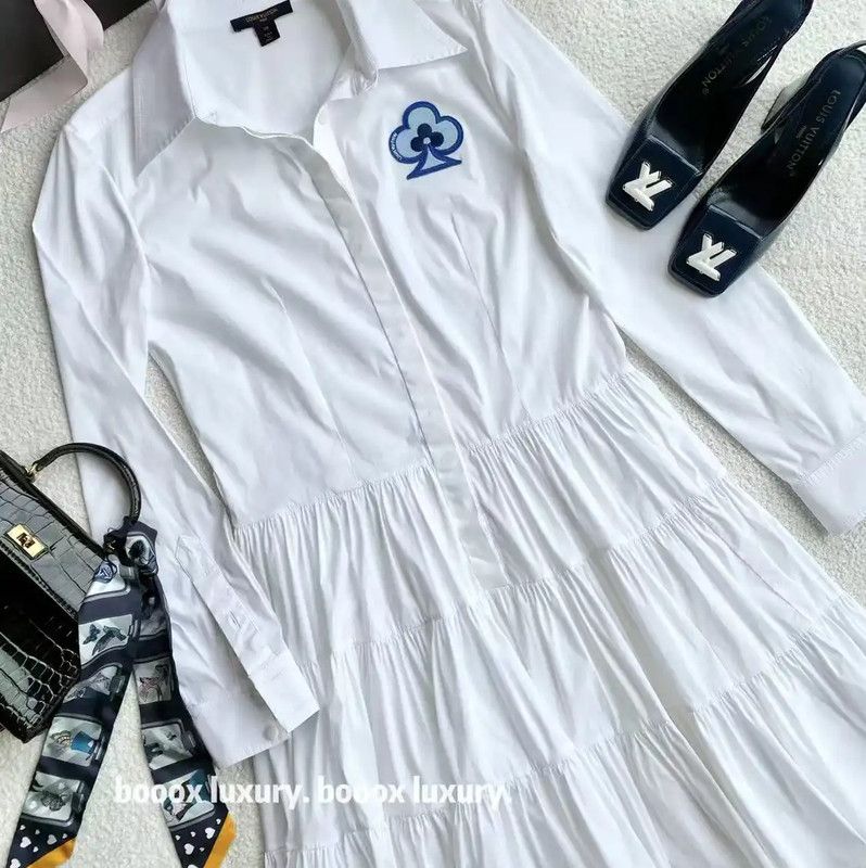 Louis Vuitton Louis Vuitton White Cotton Dress for Women 0089 Size ONE SIZE - 4 Thumbnail
