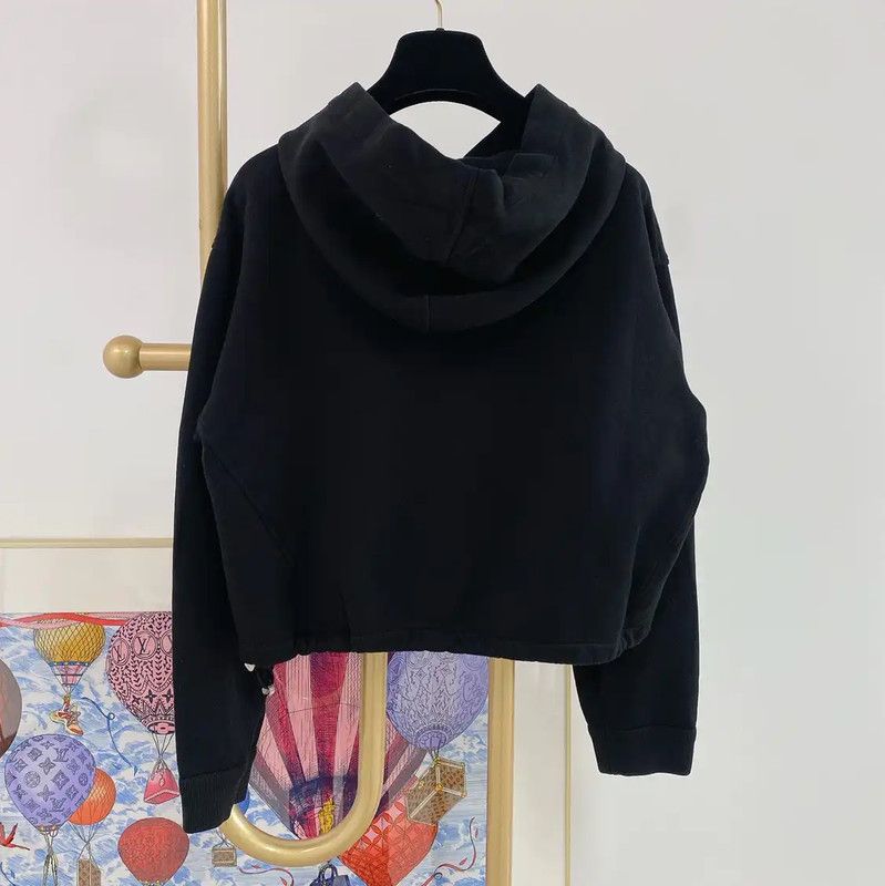 Louis Vuitton Louis Vuitton Black Cotton Logo Hoodie for Women 0089 Size XS / US 0-2 / IT 36-38 - 2 Thumbnail