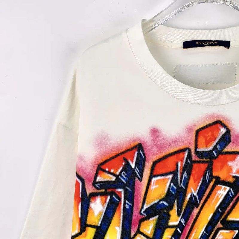 Louis Vuitton Louis Vuitton Graffiti Print Cotton T-Shirt 0089 Size XXL / US 16-18 / IT 52-54 - 3 Thumbnail