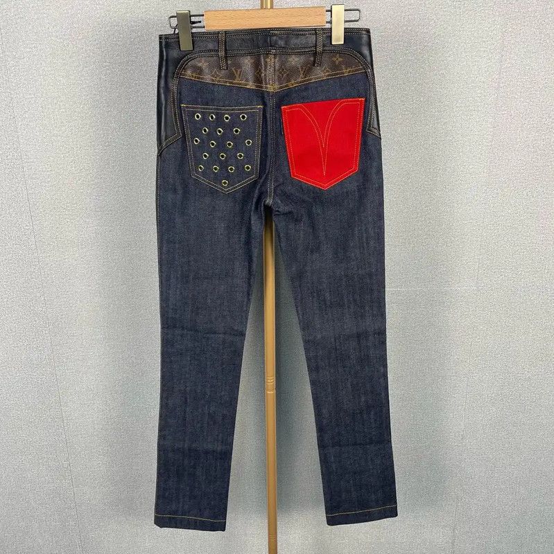 Louis Vuitton Louis Vuitton Women's Deep Blue Denim Pants 0089 Size 23" - 2 Thumbnail