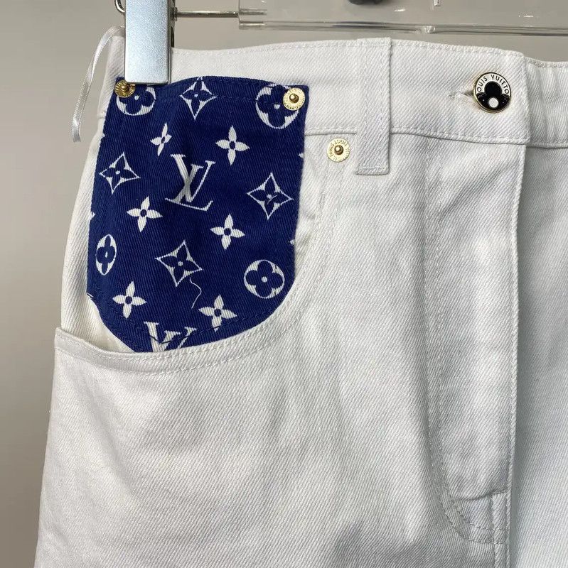 Louis Vuitton Louis Vuitton White Cotton Women's Skirt 0089 Size 23" - 3 Thumbnail