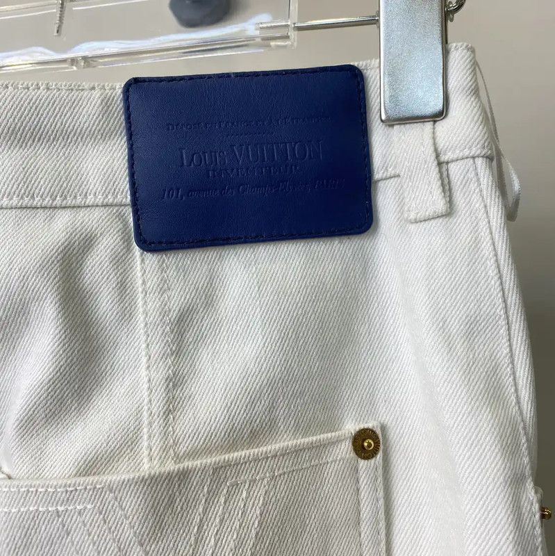 Louis Vuitton Louis Vuitton White Cotton Women's Skirt 0089 Size 23" - 4 Thumbnail