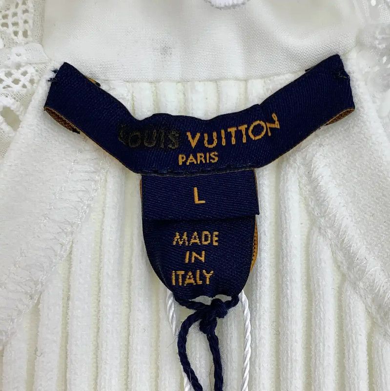 Louis Vuitton Louis Vuitton Women's White Cotton Dress Size L 0089 Size L / US 10 / IT 46 - 6 Thumbnail