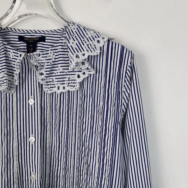 Louis Vuitton Louis Vuitton Blue Cotton Blouse for Women 0089 Size XS / US 0-2 / IT 36-38 - 3 Thumbnail